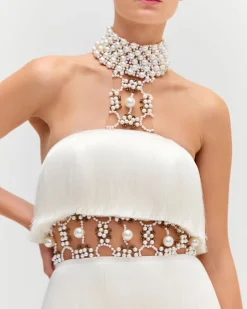 PatBO PEARL AND FRINGE HALTERNECK MINI DRESS (EXCLUSIVE)- Dresses & Jumpsuits