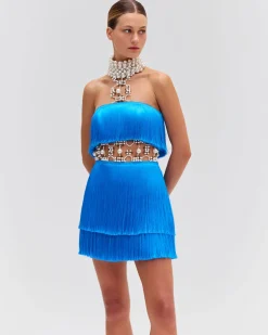 PatBO PEARL AND FRINGE HALTERNECK MINI DRESS (EXCLUSIVE)- Dresses & Jumpsuits