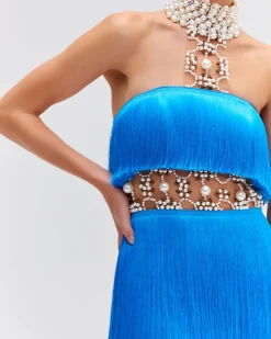 PatBO PEARL AND FRINGE HALTERNECK MINI DRESS (EXCLUSIVE)- Dresses & Jumpsuits