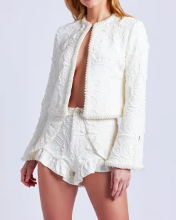 PatBO Pearl-Beaded Jacquard Jacket- Matching Sets|Jackets