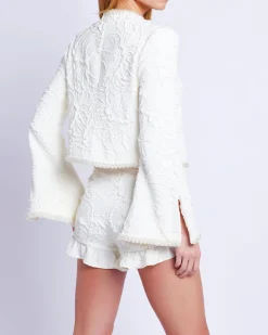 PatBO Pearl-Beaded Jacquard Jacket- Matching Sets|Jackets