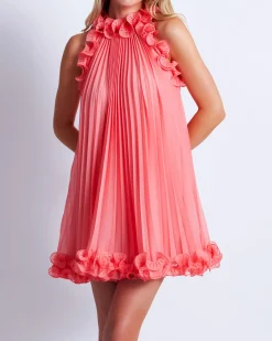 PatBO Pleated High Neck Mini Dress (FINAL SALE)- Dresses & Jumpsuits