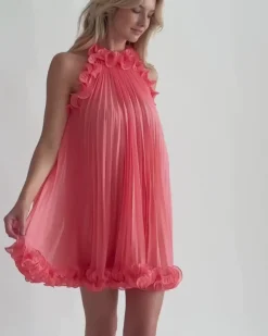PatBO Pleated High Neck Mini Dress (FINAL SALE)- Dresses & Jumpsuits