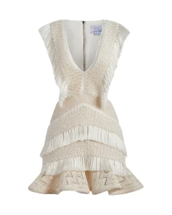 PatBO Plunge Fringe Trim Mini Dress- Dresses & Jumpsuits