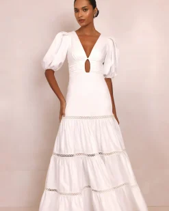 PatBO Plunge Sleeve Long Dress- Dresses & Jumpsuits