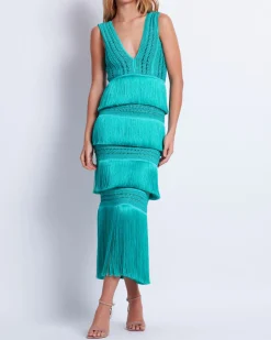 PatBO Plunging Fringe Midi Dress (FINAL SALE)- Dresses & Jumpsuits