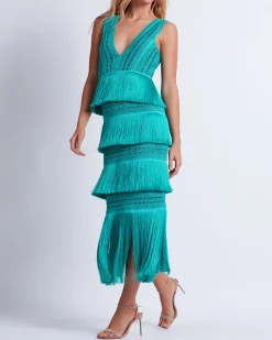 PatBO Plunging Fringe Midi Dress (FINAL SALE)- Dresses & Jumpsuits