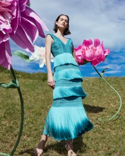 PatBO Plunging Fringe Midi Dress (FINAL SALE)- Dresses & Jumpsuits