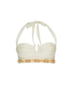 PatBO PORTOFINO HAND-BEADED HALTERNECK TOP- Bikinis