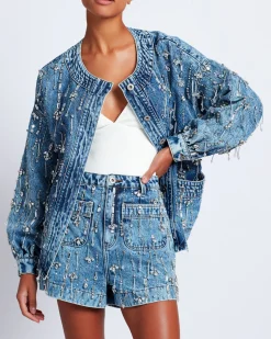 PatBO Rhinestone Beaded Jacket (FINAL SALE)- Matching Sets|Denim