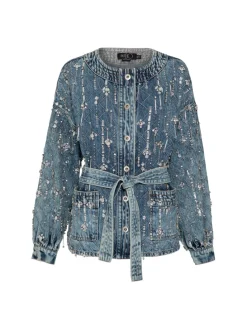 PatBO Rhinestone Beaded Jacket (FINAL SALE)- Matching Sets|Denim