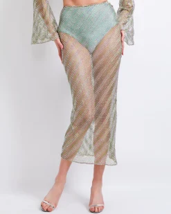 PatBO Rhinestone-Netted Midi Skirt (FINAL SALE)- Bottoms