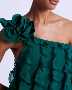 PatBO Rosette One Shoulder Gown (FINAL SALE)- Dresses & Jumpsuits