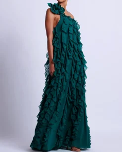 PatBO Rosette One Shoulder Gown (FINAL SALE)- Dresses & Jumpsuits