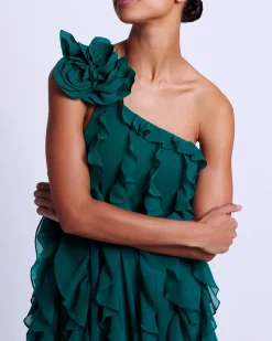 PatBO Rosette One Shoulder Gown (FINAL SALE)- Dresses & Jumpsuits