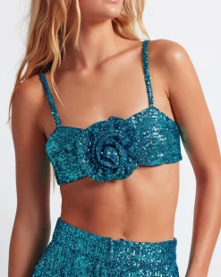 PatBO ROSETTE SEQUIN BRALETTE TOP (FINAL SALE)- Tops & Bodysuits