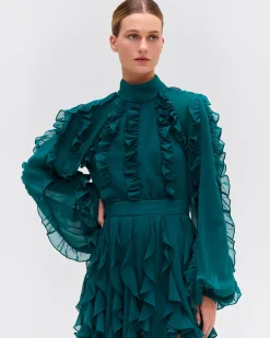 PatBO Ruffle High Neck Blouse (FINAL SALE)- Matching Sets|Tops & Bodysuits