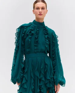 PatBO Ruffle High Neck Blouse (FINAL SALE)- Matching Sets|Tops & Bodysuits