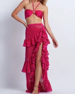 PatBO Ruffled Lace Beach Skirt- Cover-ups