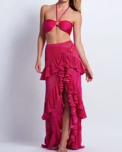 PatBO Ruffled Lace Beach Skirt- Cover-ups