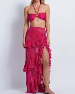 PatBO Ruffled Lace Beach Skirt- Cover-ups