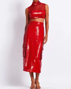 PatBO Sequin Cargo Midi Skirt (FINAL SALE)- Bottoms