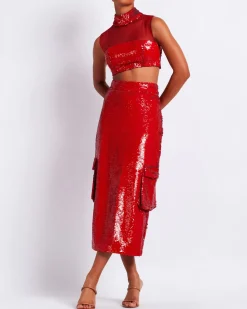 PatBO Sequin Cargo Midi Skirt (FINAL SALE)- Bottoms