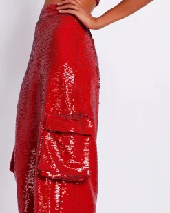 PatBO Sequin Cargo Midi Skirt (FINAL SALE)- Bottoms