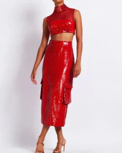 PatBO Sequin Cargo Midi Skirt (FINAL SALE)- Bottoms