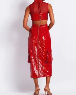 PatBO Sequin Cargo Midi Skirt (FINAL SALE)- Bottoms