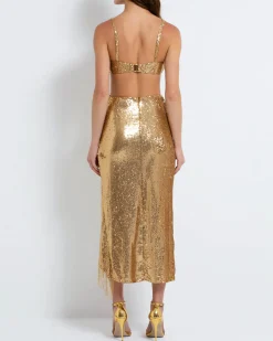 PatBO Sequin Draped Midi Skirt (FINAL SALE)- Bottoms