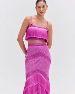 PatBO SLEEVELESS FRINGE CROPPED TOP- Matching Sets|Tops & Bodysuits