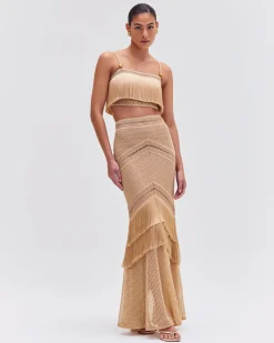 PatBO SLEEVELESS FRINGE CROPPED TOP- Matching Sets|Tops & Bodysuits