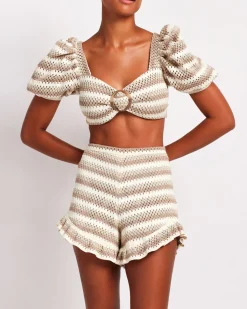 PatBO Striped Crochet Short (FINAL SALE)- Bottoms