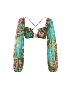 PatBO TROPICALIA STRETCH CROPPED TOP (FINAL SALE)- Tops & Bodysuits