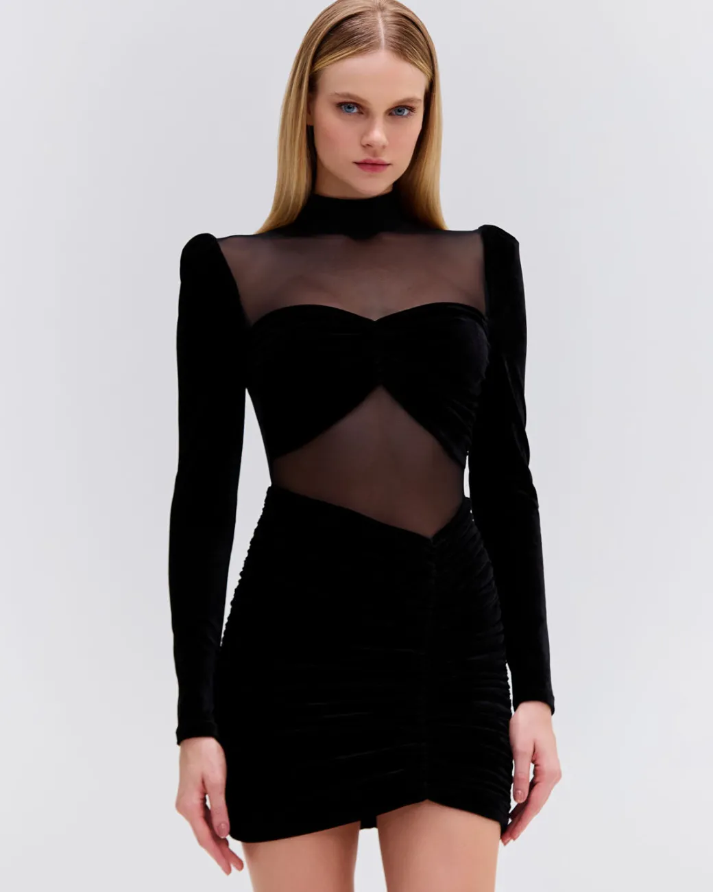 PatBO VELVET AND STRETCH TULLE MINI DRESS- Dresses & Jumpsuits