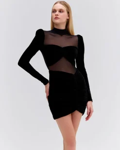 PatBO VELVET AND STRETCH TULLE MINI DRESS- Dresses & Jumpsuits