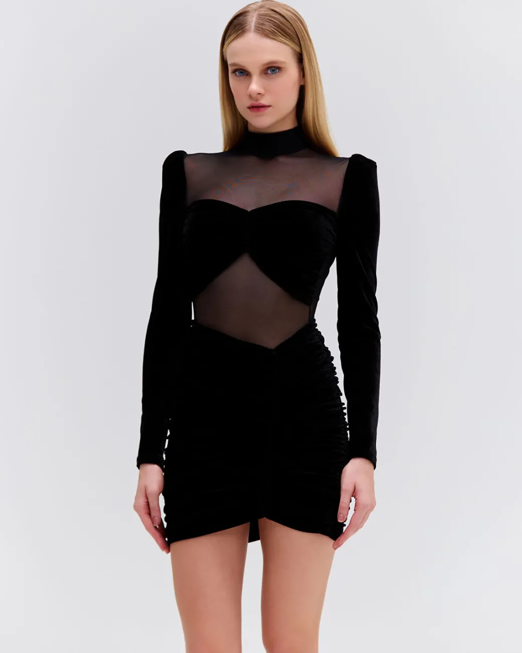PatBO VELVET AND STRETCH TULLE MINI DRESS- Dresses & Jumpsuits