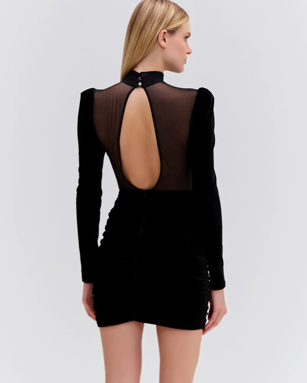 PatBO VELVET AND STRETCH TULLE MINI DRESS- Dresses & Jumpsuits