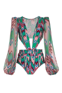 PatBO Wave Cut-Out Bodysuit (FINAL SALE)- One Pieces