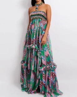 PatBO Wave Hand-Beaded Gown (EXCLUSIVE) (FINAL SALE)- Dresses & Jumpsuits
