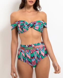 PatBO Wave Printed Mesh Bikini Bottom (FINAL SALE)- Bikinis