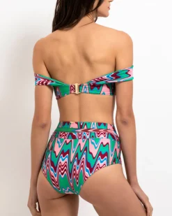 PatBO Wave Printed Mesh Bikini Bottom (FINAL SALE)- Bikinis