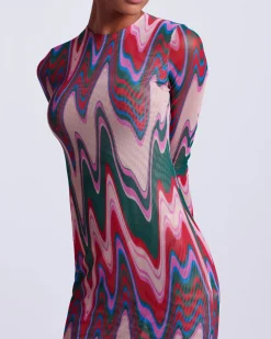 PatBO Wave Printed Tulle Maxi Dress (FINAL SALE)- Dresses & Jumpsuits