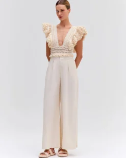 PatBO Wide Leg Linen Pants- Bottoms