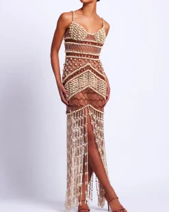 PatBO Wood and Crystal Beaded Gown (RUNWAY)- Dresses & Jumpsuits