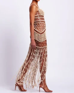 PatBO Wood and Crystal Beaded Gown (RUNWAY)- Dresses & Jumpsuits