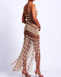 PatBO Wood and Crystal Beaded Gown (RUNWAY)- Dresses & Jumpsuits