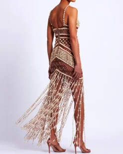 PatBO Wood and Crystal Beaded Gown (RUNWAY)- Dresses & Jumpsuits
