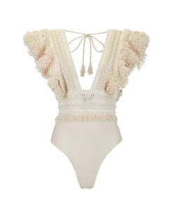 PatBO WOVEN TRIM BODYSUIT (RUNWAY)- Tops & Bodysuits